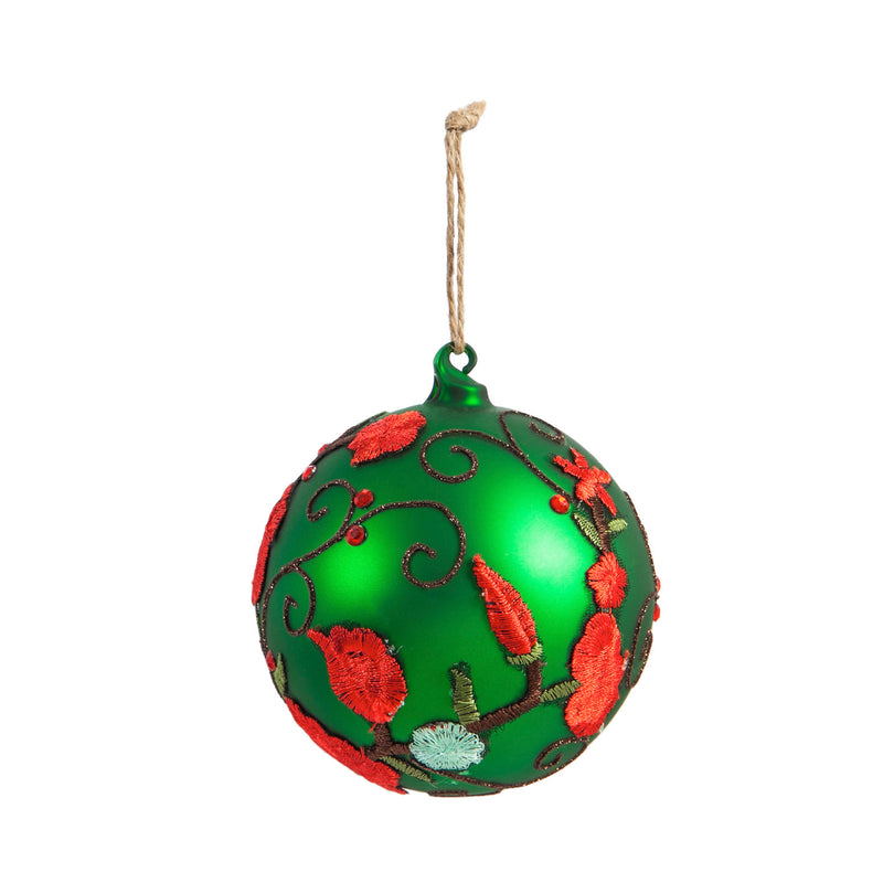 Glass Floral Ball Ornament