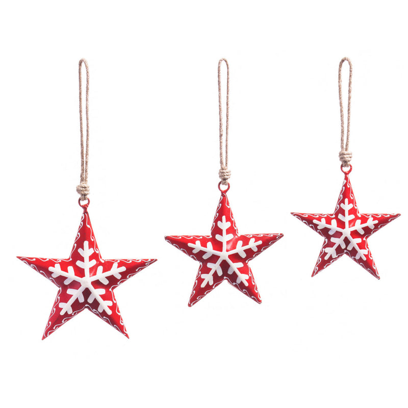 Red Metal Nordic Stars, Set of 3,3otm083