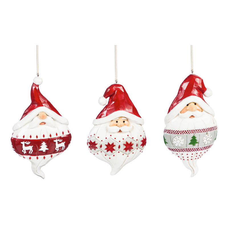 Santa Ornament, 3 Assorted,3otr109