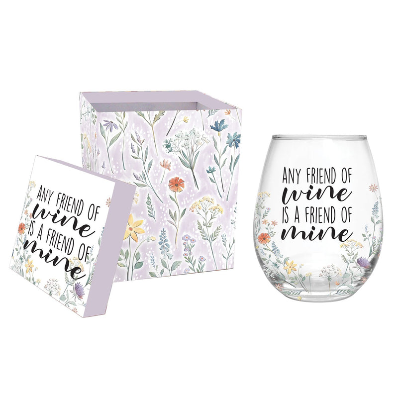 Stemless Wine Glass w/ Box, Any Friend of Wine,3sl192