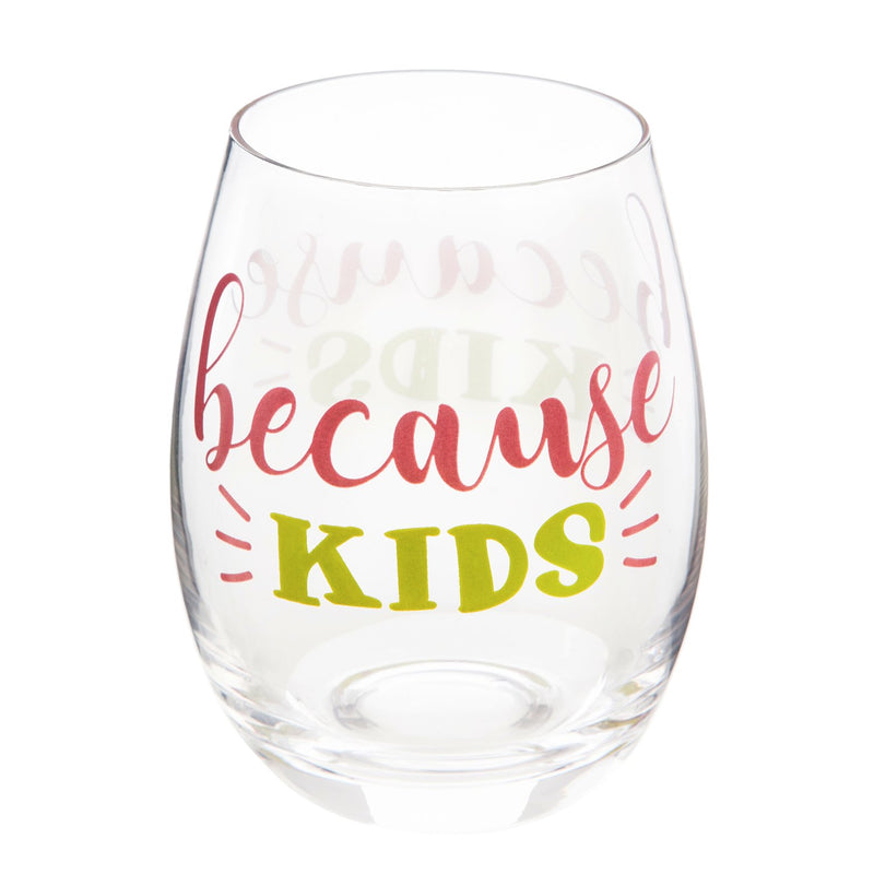 Stemless Wine Glass w/ Box, Because Kids,3sl193