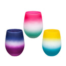 Silicone Painted Ombre Stemless Wine Glass, 17 oz., 3 Asst,3sl205