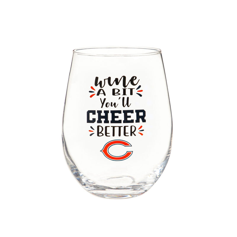 Chicago Bears, 17oz Boxed Stemless Wine,3sl3805