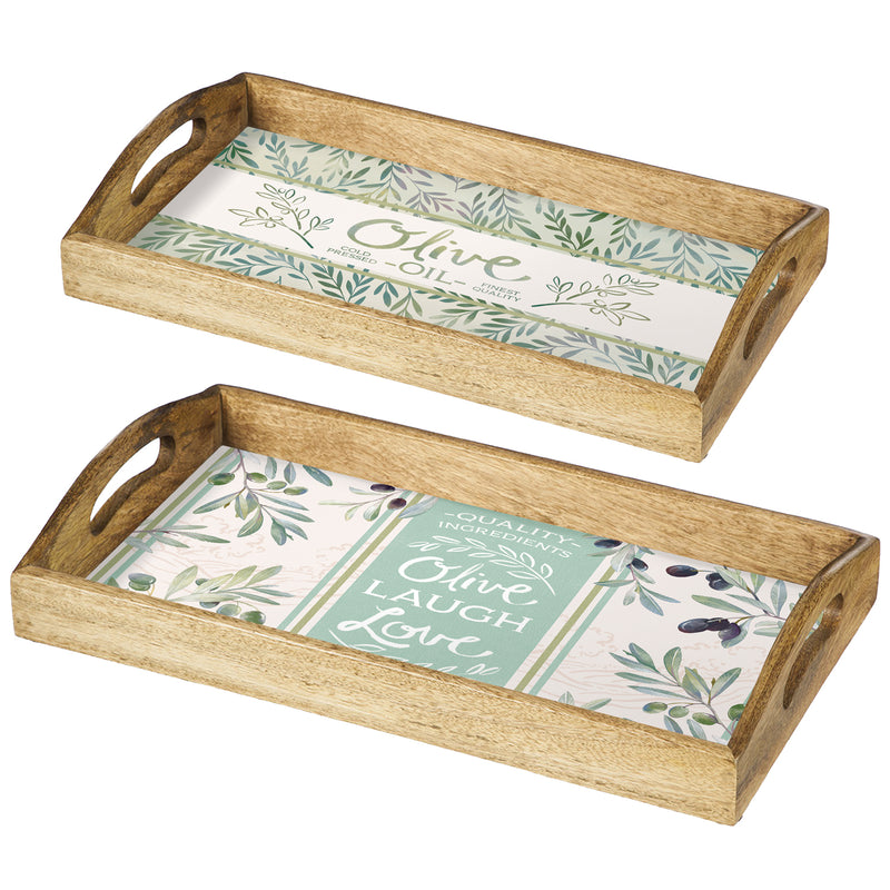 Wood Frame Nesting Tray, Olive Market Collection, Set of 2,3tw37868