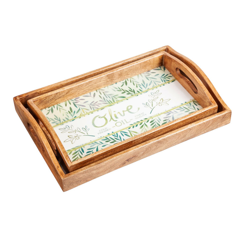 Wood Frame Nesting Tray, Olive Market Collection, Set of 2,3tw37868