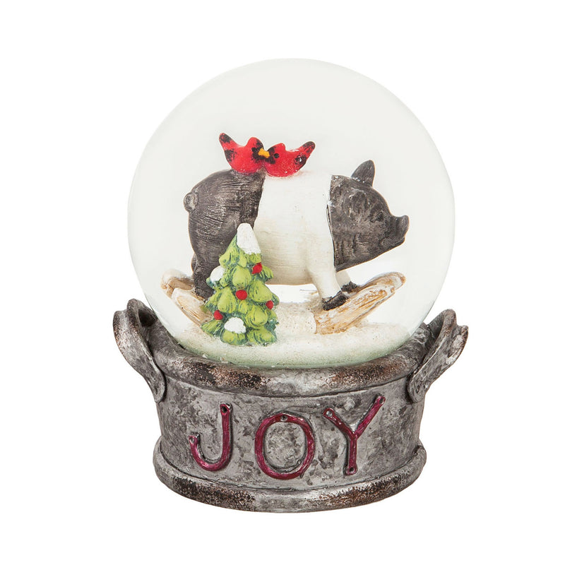 Polystone Pig and Cardinal Joy Water Globe,3wgl171