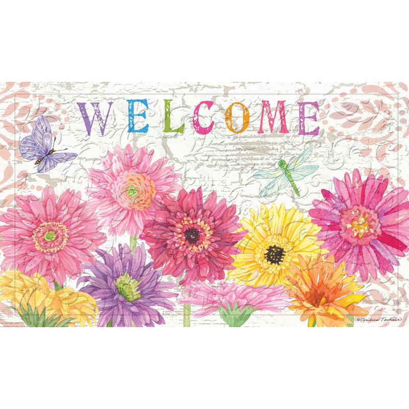 Gerbera Daisy Welcome Embossed Floor Mat,41em2581