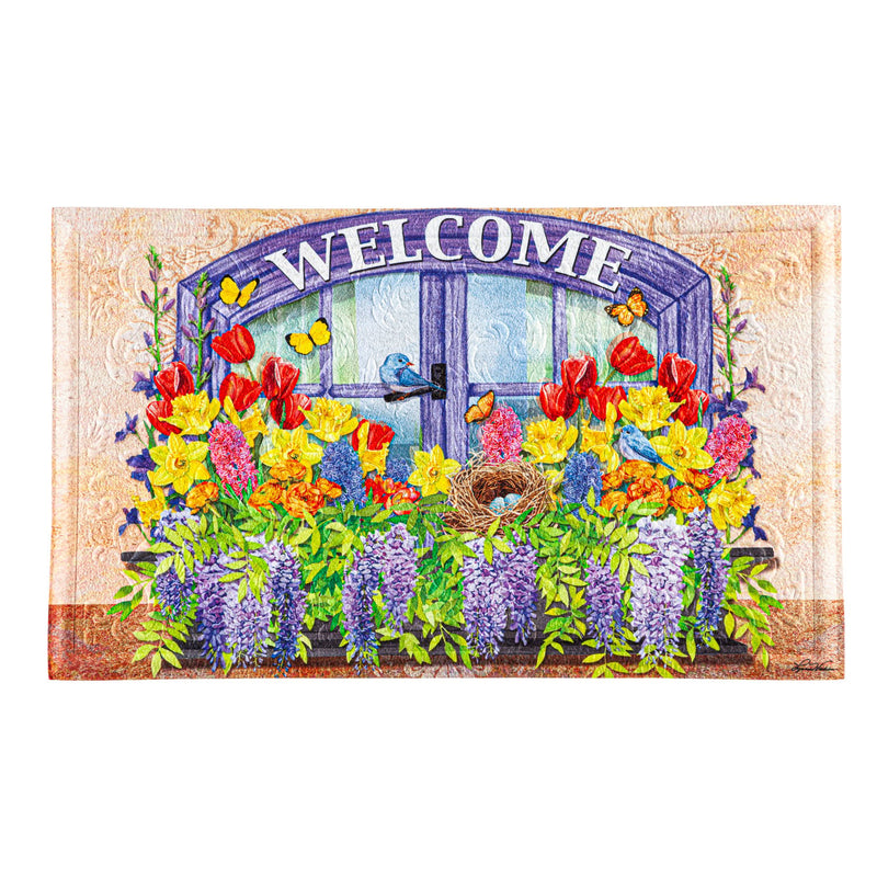 Welcome Floral Embossed Mat,41em2735