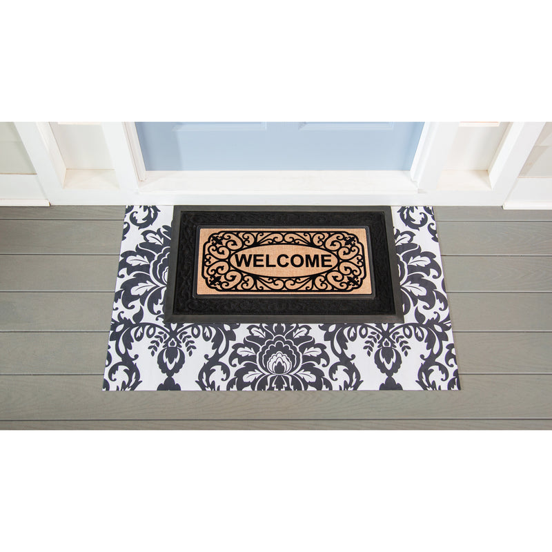 Damask Black and White Layering Mat,41fm2572