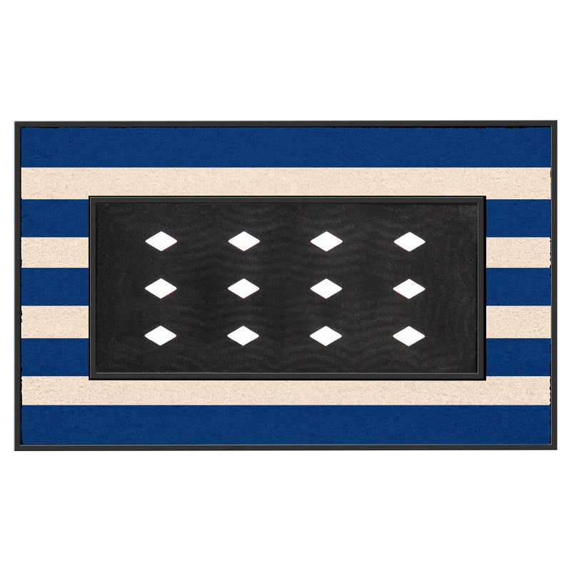 Blue and White Stripe Coir Sassafras Mat Tray