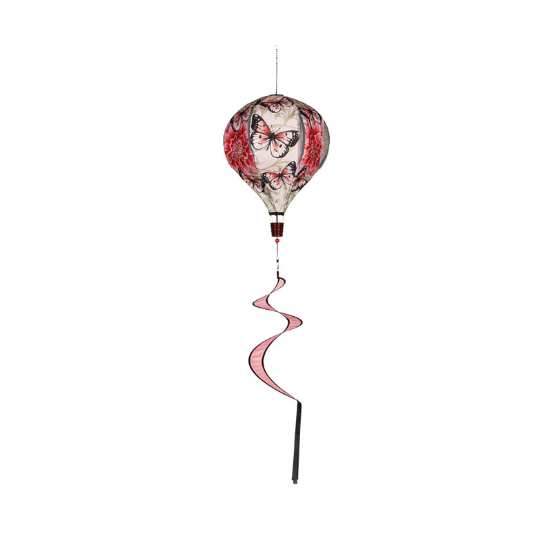 Dahlia & Butterflies Burlap Balloon Spinner,45bb581