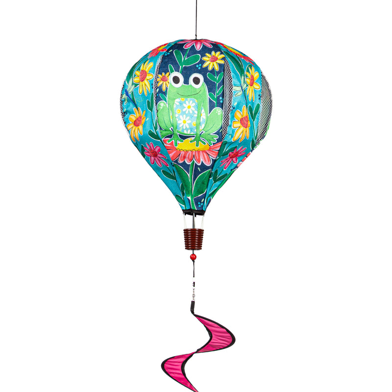 Welcome Friends Frog Burlap Balloon Spinner,45bb612