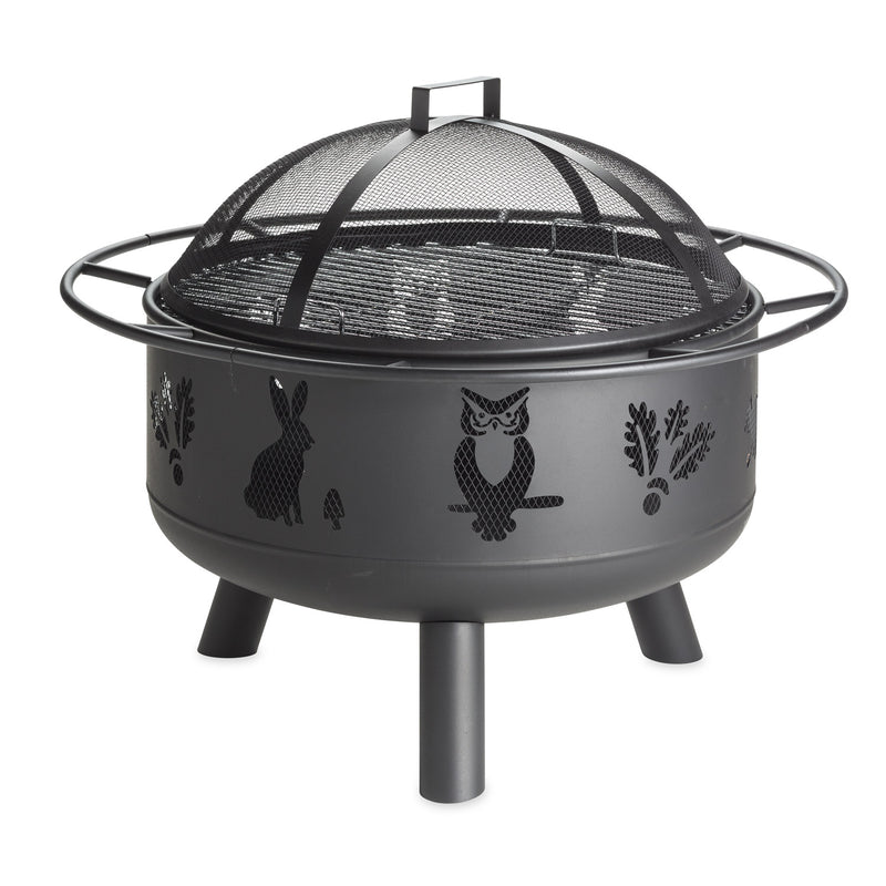 Woodland Animals Wood Burning Fire Pit - Black,47m2702