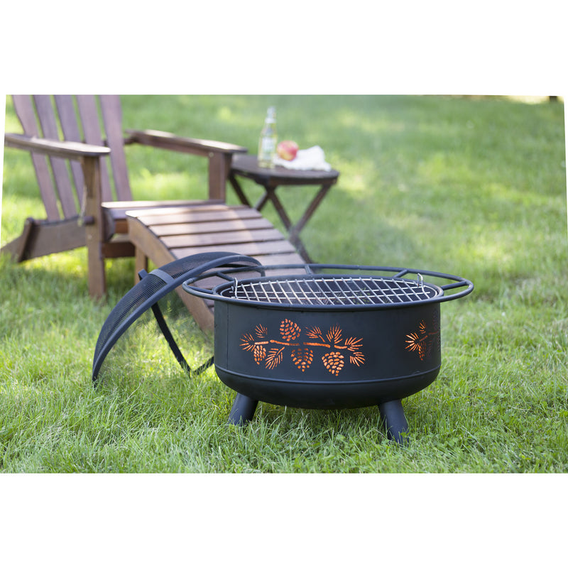 Pine Cone Wood Burning Fire Pit - Black,47m2704