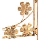 18.25" 3 Tier Collapsible Plant Stand, Honeycomb and Floral with Gold and Verdigris Finish, 8"x10"x18.25"inches