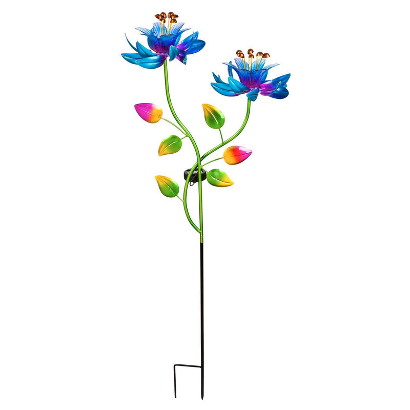 47"H Spinning Blue Flower Wind Spinner Garden Stake,47m3080