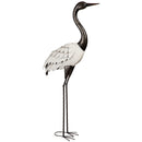 48"H Metal Crane with White Wings Garden Statuary, 16.93"x7.48"x48.03"inches
