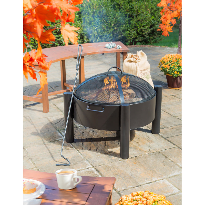 Round Firepit with Solid Round Legs, 29"x29"x22"inches