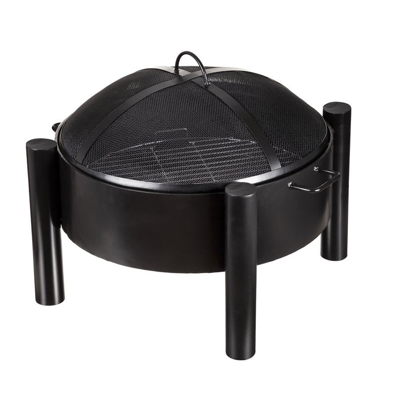 Round Firepit with Solid Round Legs, 29"x29"x22"inches