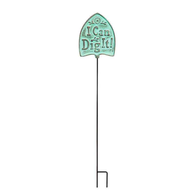 36"H Cast Iron, Embossed Garden Stake, "I Can Dig It",47m3691