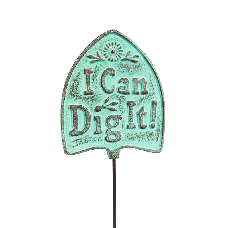 36"H Cast Iron, Embossed Garden Stake, "I Can Dig It",47m3691