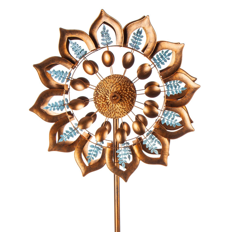 75"H Wind Spinner, Copper Lotus Leaves,47m3771