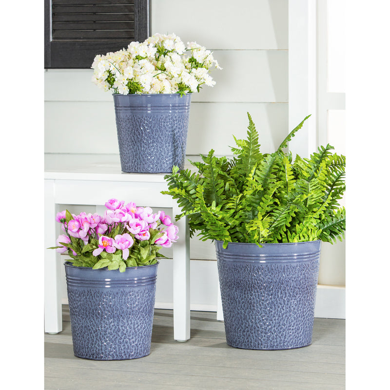 Set of 3 Stone Embossing Planter, 11"x11"x11.25"inches