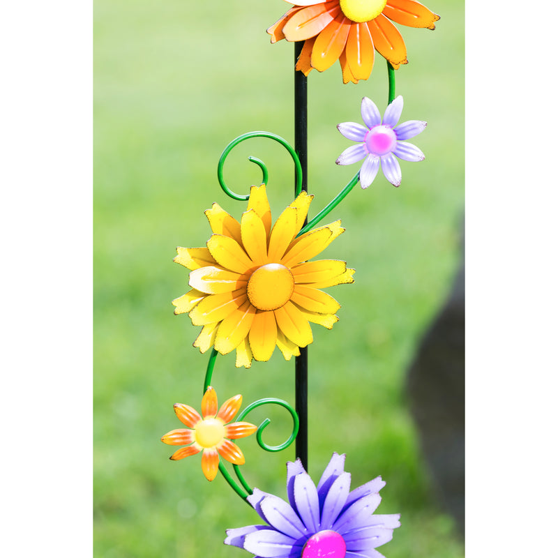 55"H Garden Stake with Spinning Flowers, Sunrise Trio,47m3825