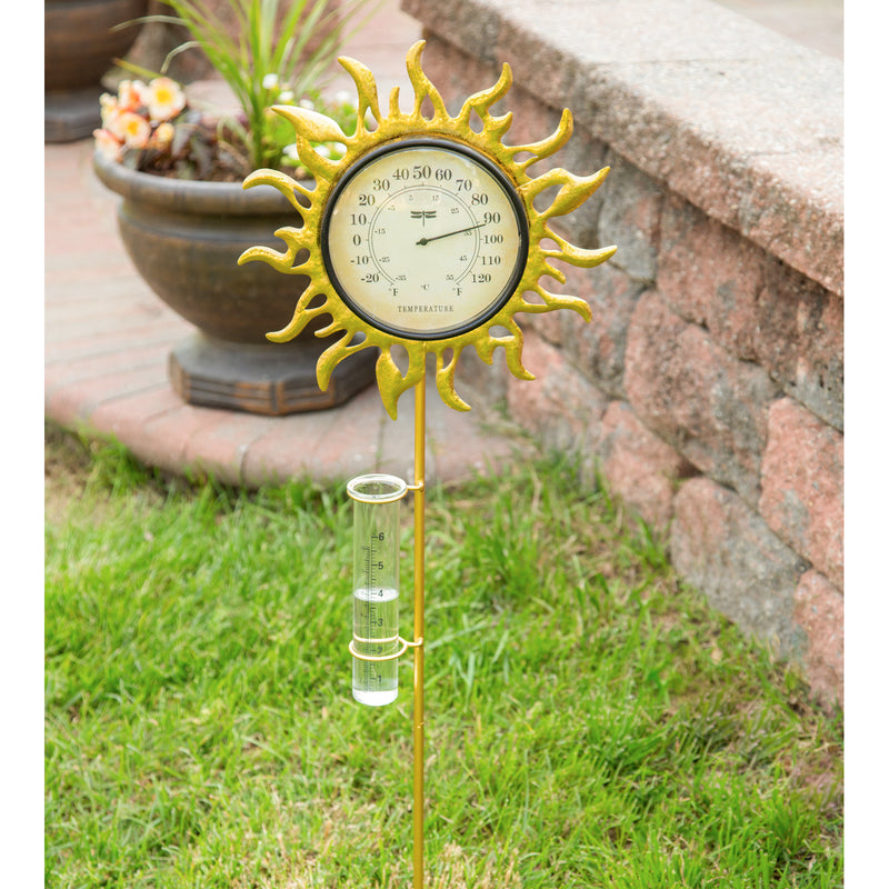 36"H Thermometer w/ Rain Gauge, Sunny Days,47m3868