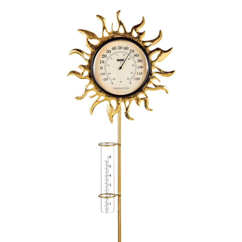 36"H Thermometer w/ Rain Gauge, Sunny Days,47m3868