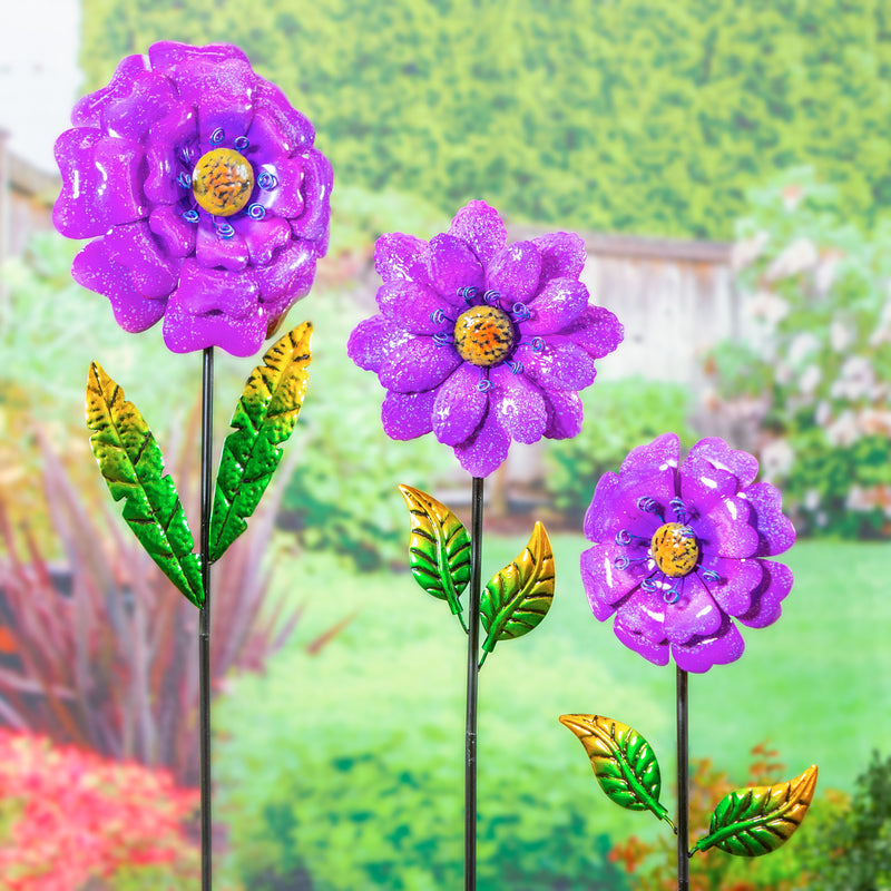 Purple Flower Garden Stake, Set of 3,47m3872