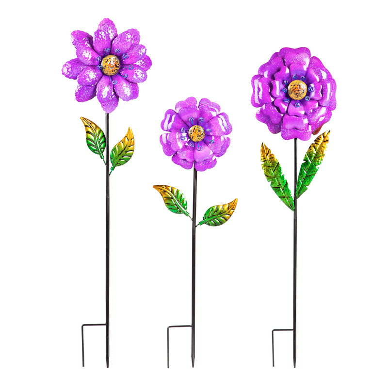 Purple Flower Garden Stake, Set of 3,47m3872