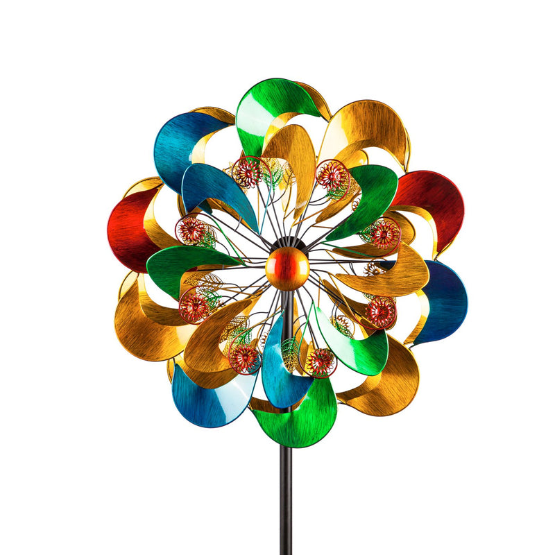 75"H Wind Spinner, Layered Flower,24"x10.25"x75"inches