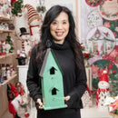 Holiday Greenhouse Metal Bird House Statuary, Light Green,47m5585