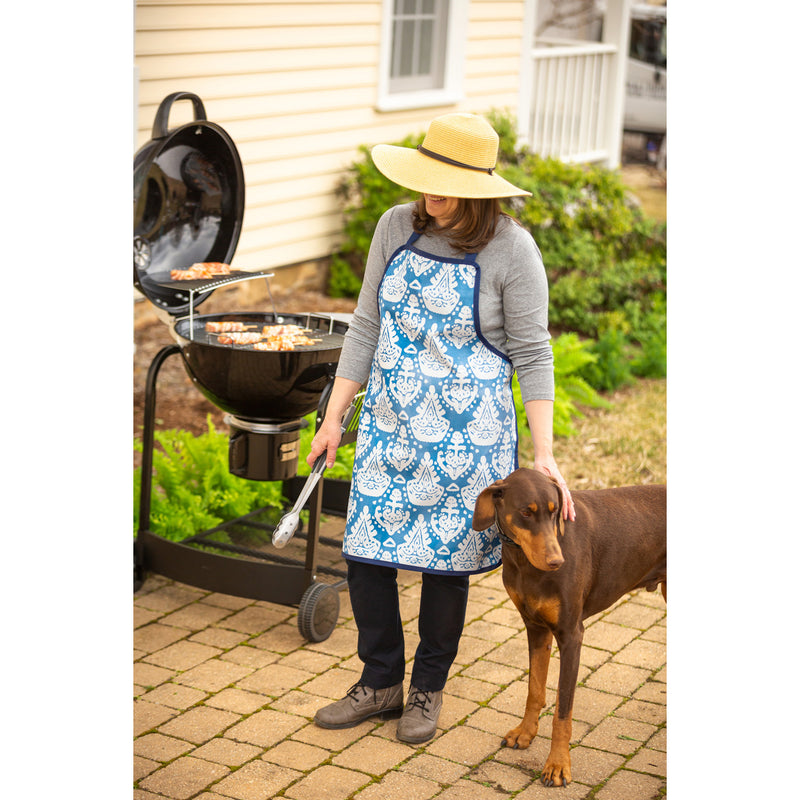 Double Sided Apron, Backyard Oasis, Blue,4ap7020ds