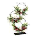 20" LED Metal Table Decor with Artificial and 3 LED Candles,4fl132