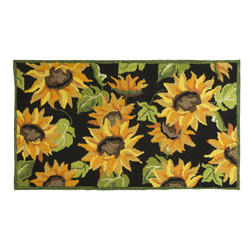 Indoor/Outdoor  Hooked  Rug,  Sunflowers 42"x24",4or119