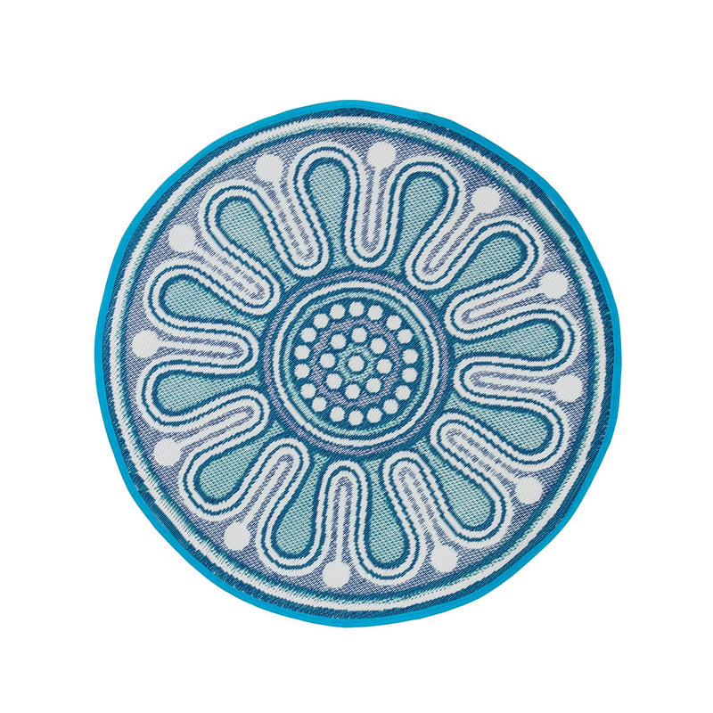 3' Indoor/Outdoor Round Rug Blue,4or131rw