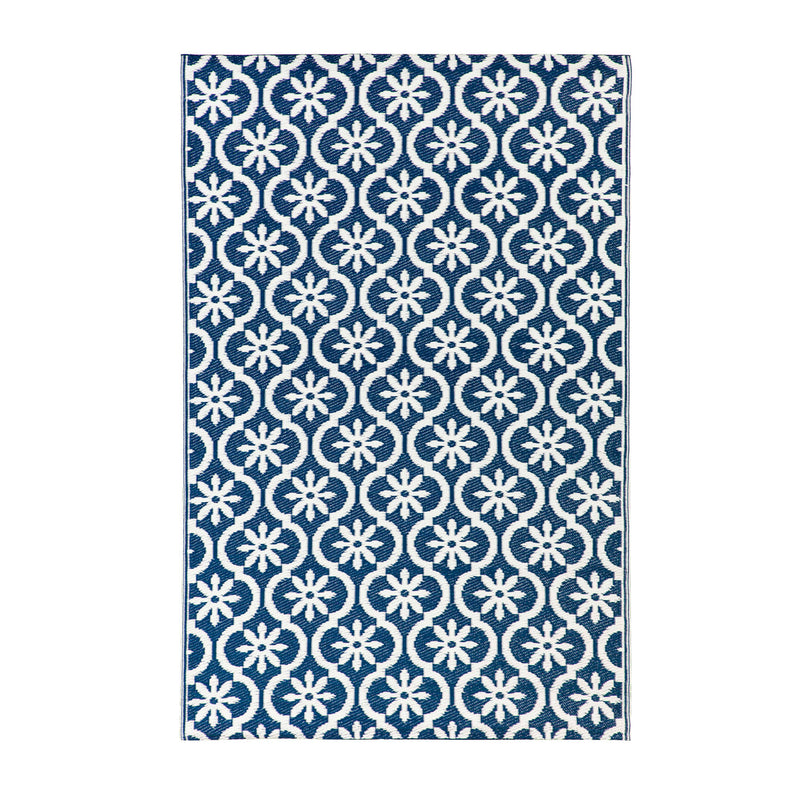 Reversible Weather-resistant Rug Navy Floral 3'x5',4or186