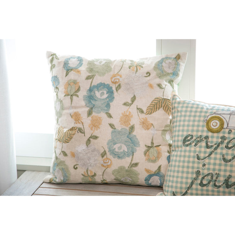 Cream Pillow with Mixed Florals,4p4018