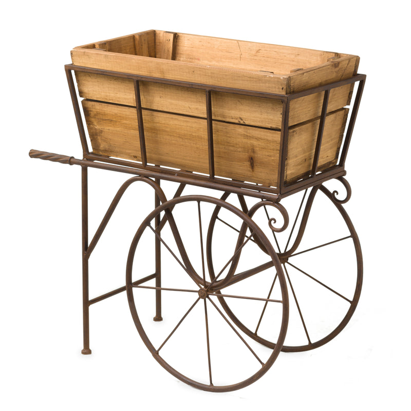 Wooden Wagon Planter/Drink Holder with Wheels,54874