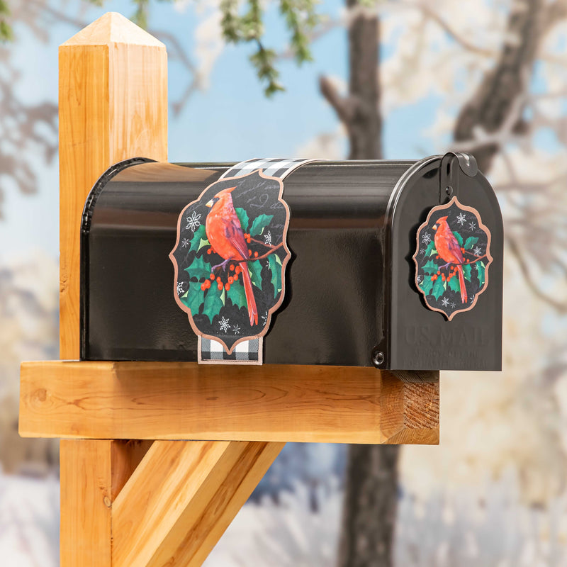 Cardinal Mailbox Saddle with Magnetic Mailbox Door Decor Set,56832s