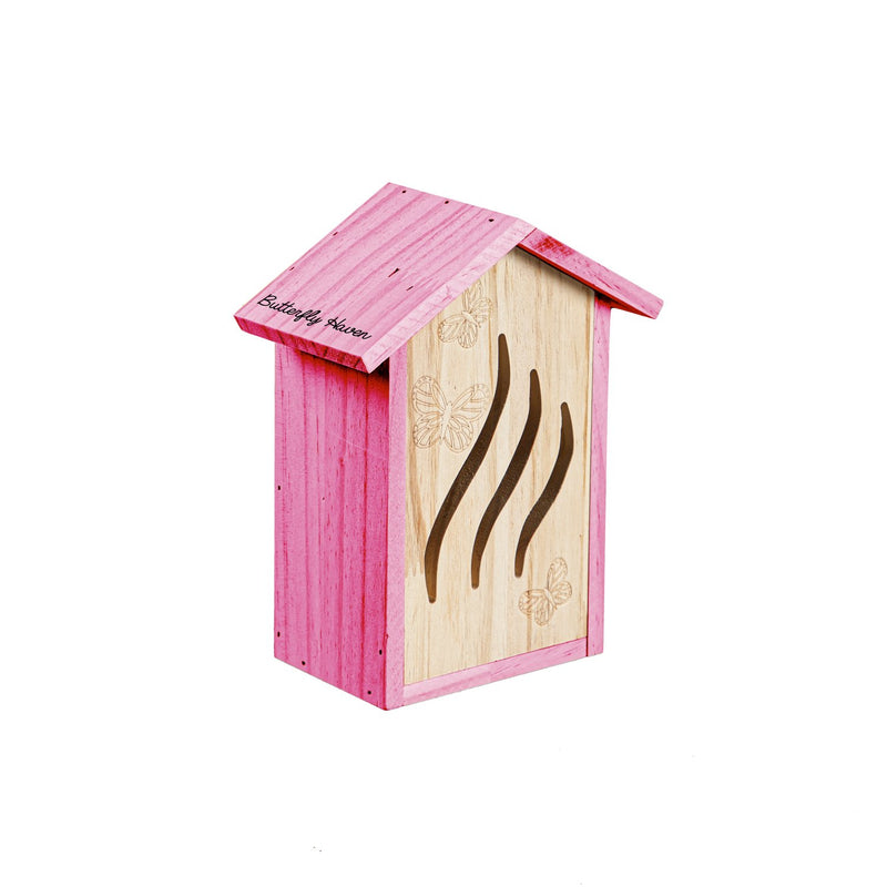 Natural Wood Butterfly Haven Habitat, Pink,5bh217