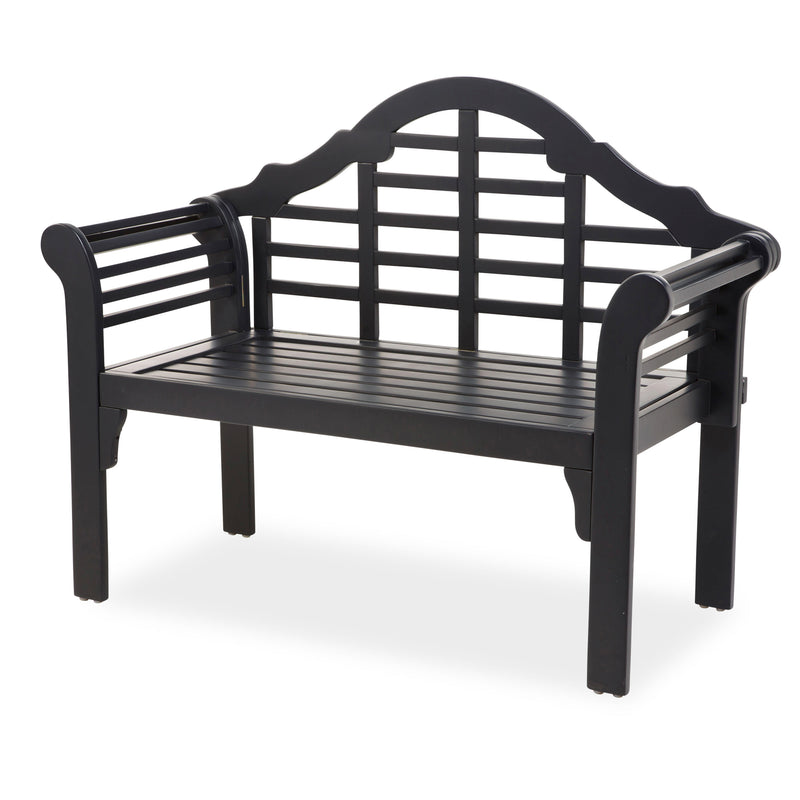 Evergreen Deck & Patio Decor,Lutyens Wood Garden Bench - Black,48x21.3x37.4 Inches