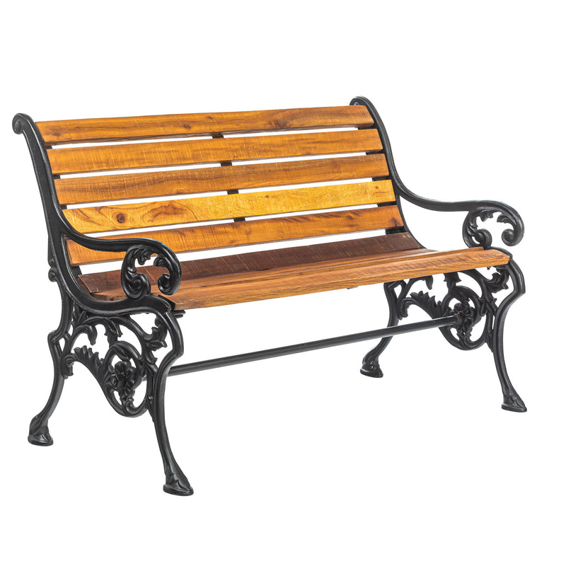 New Castle Reclaimed Teak Park Bench, 48"x23"x32"