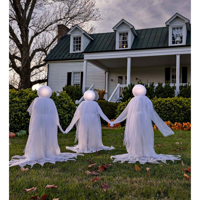 Lighted Halloween Phantom Ghost Stakes, Set of 3,65r85