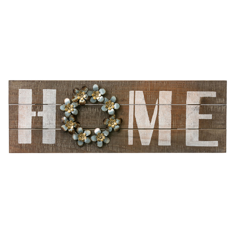 "Home" Wooden and Metal Wall Sign,6awd135