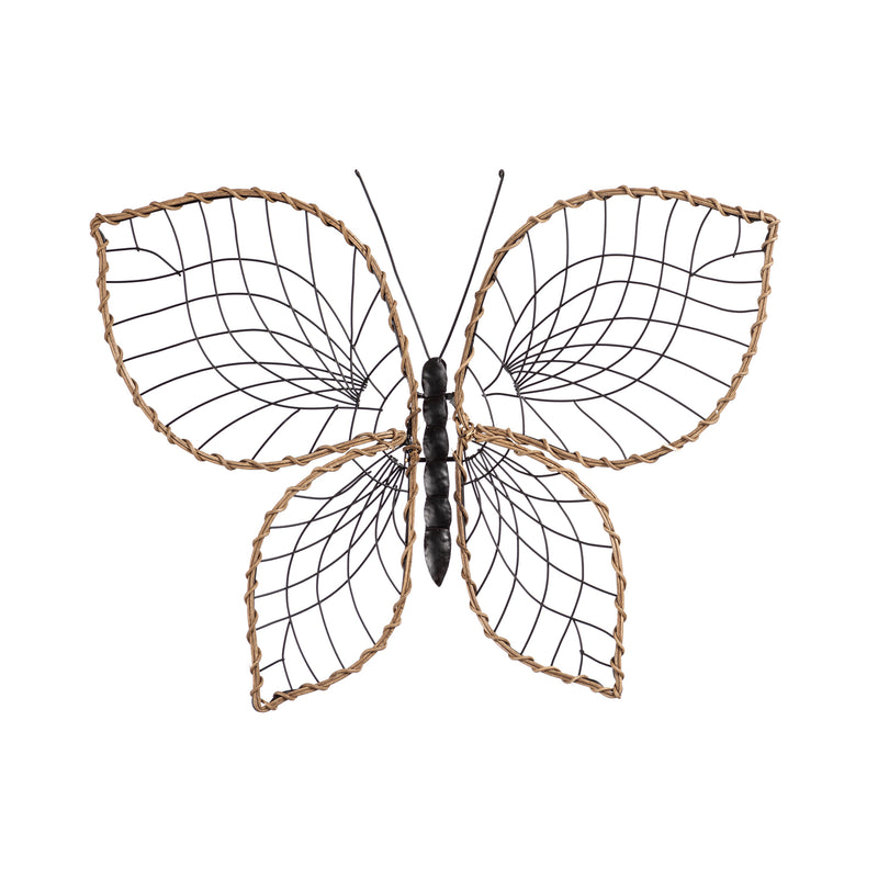 Butterfly Metal and Rattan Wall Décor,6awd685