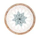 White and Blue Wood and Metal Floral Wall Decor,6awd745