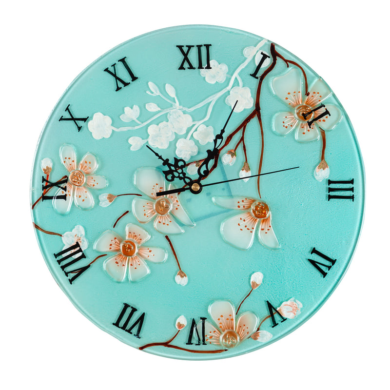 Cherry Blossom Decorative Glass Clock,6cl151